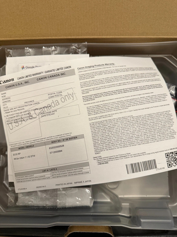 Canon EOS RP box contents