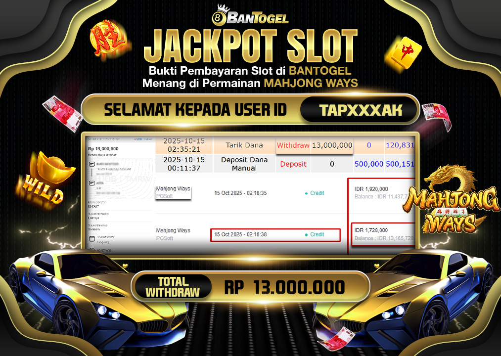 BUKTI JACKPOT LUNAS BANTOGEL