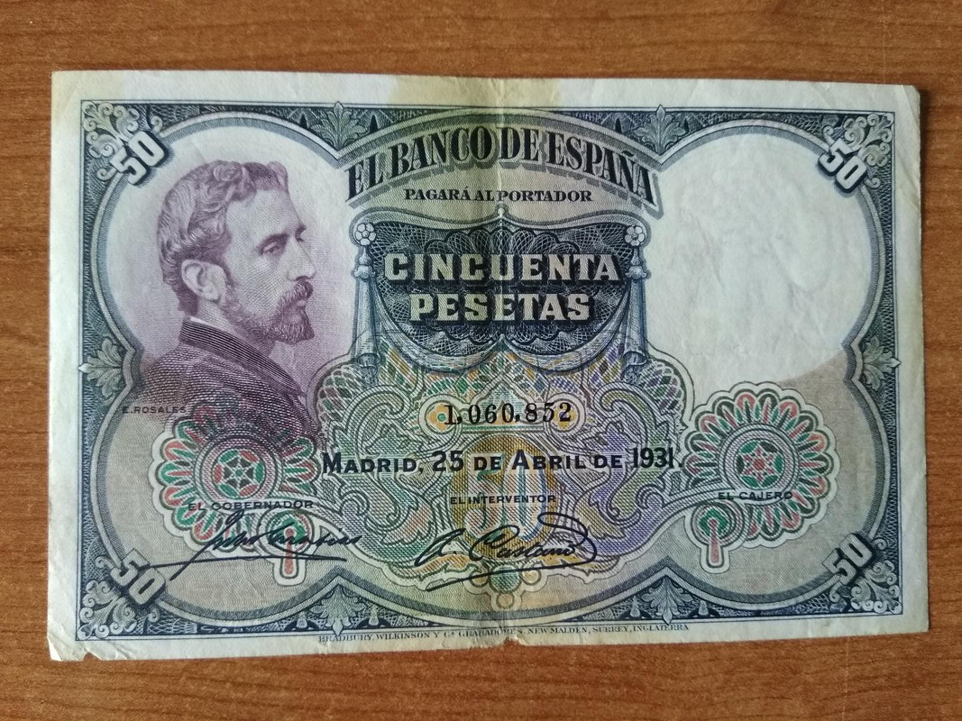 50 Ptas de 1931 con ERROR 50-01