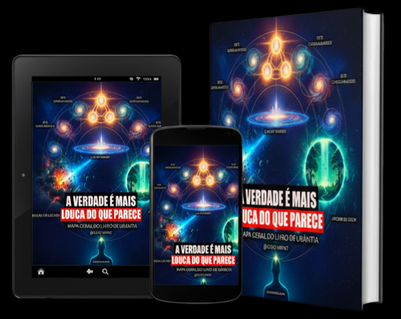 The cover of 'O Guia Descolado do Livro de Urântia' in dark neon style.