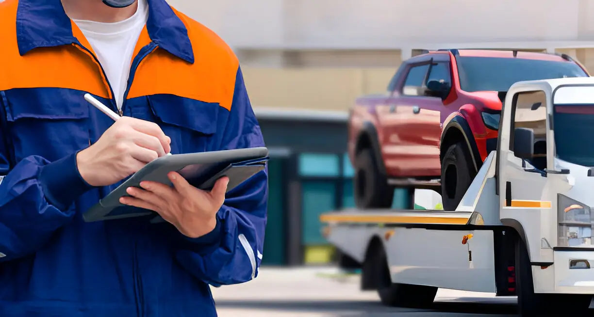 Person thoughtfully comparing tow truck service options online