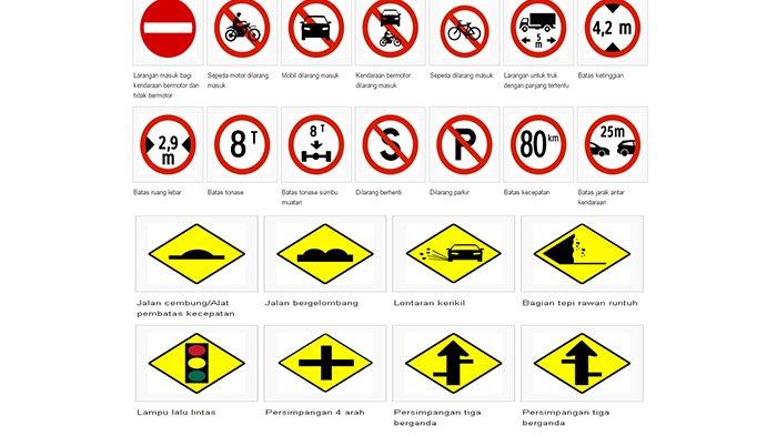 Simbol rambu-rambu lalu lintas. 
