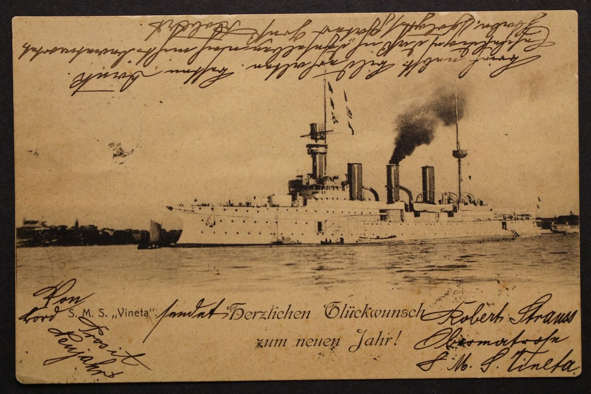 S.M.S. Vineta auf Neujahrsgruß, Karte aus Dänemark - 422235