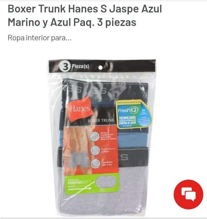 Soriana: Boxer Trunk Hanes S Jaspe Azul Marino y Azul Paq. 3 piezas ERROR DE PRECIO 
