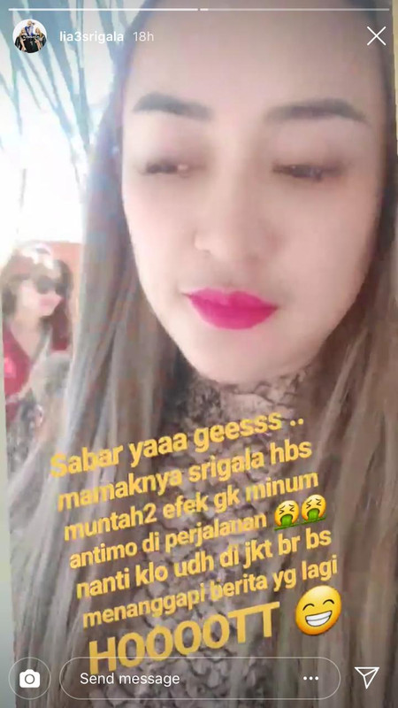 Unggahan Instastory Lia, Kamis (21/3/2019)