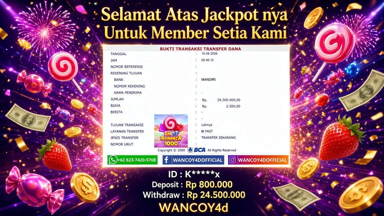 WANCOY4D SweetBonanza 1000 PragmaticPlay RP.24.500.000 -LUNAS