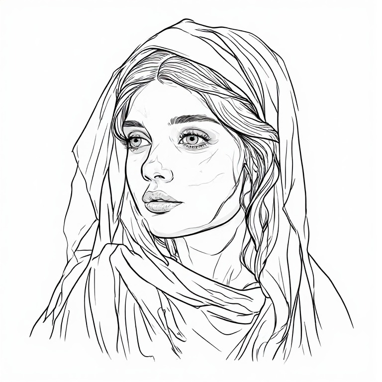 Madonna-l-Line-drawing-natural-(8)