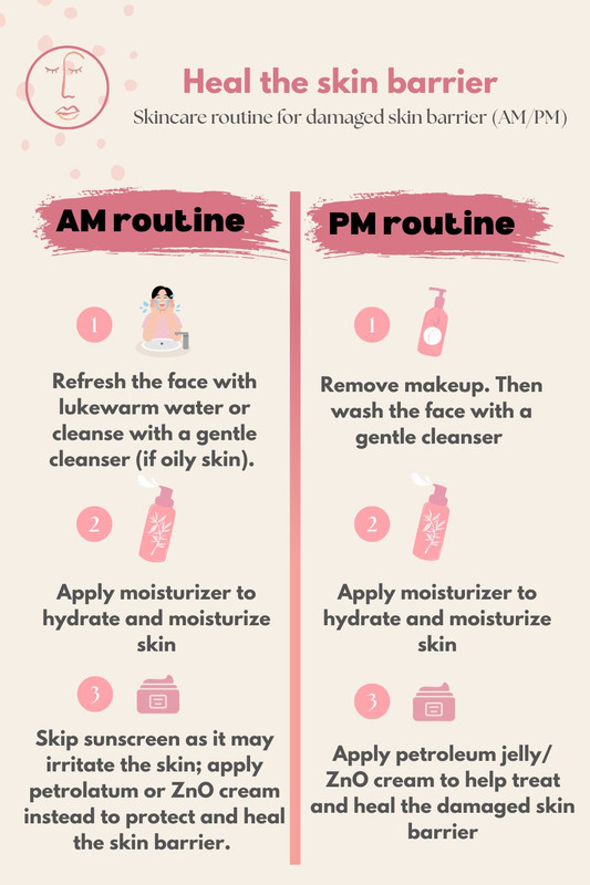 AM and PM skin barrier healing skincare routine steps