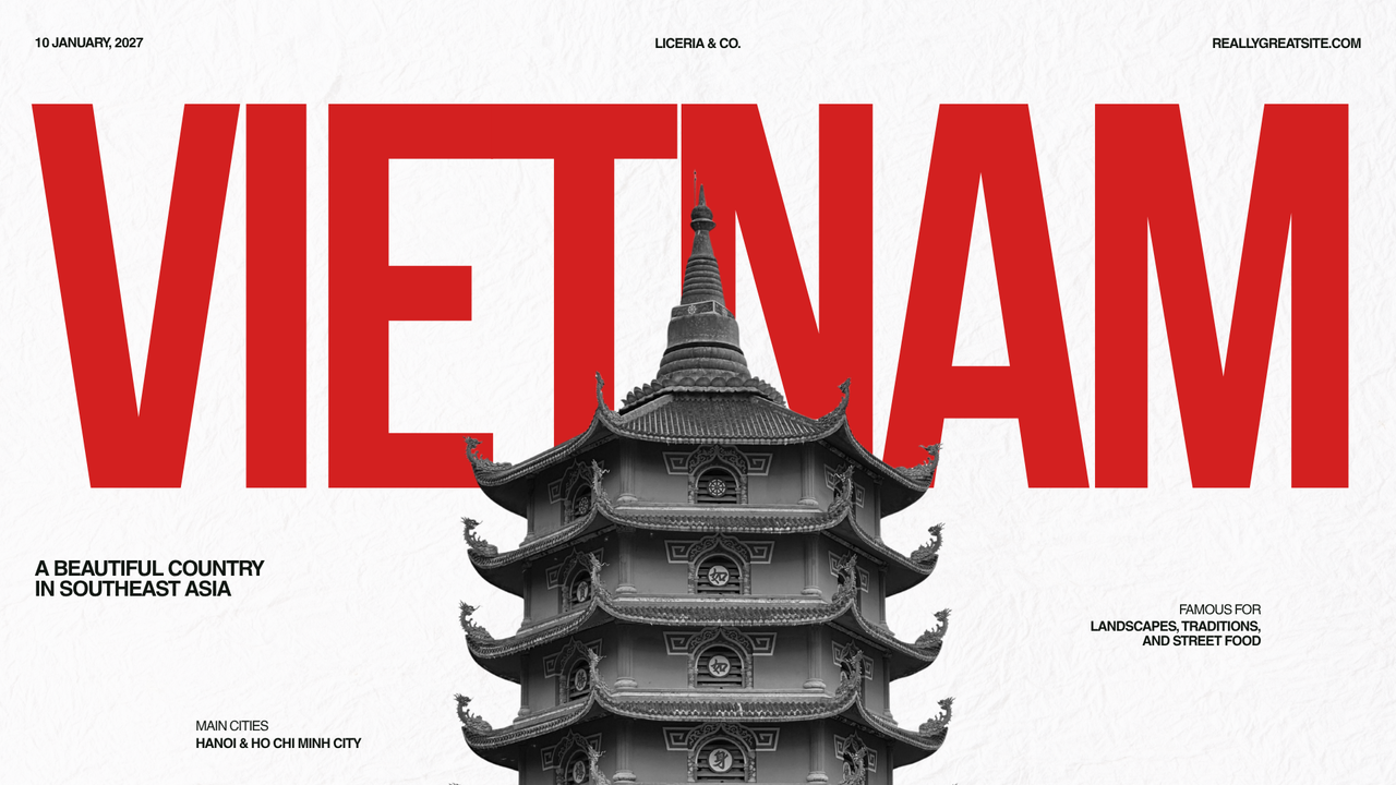 Red and White Bold Vietnam Presentation