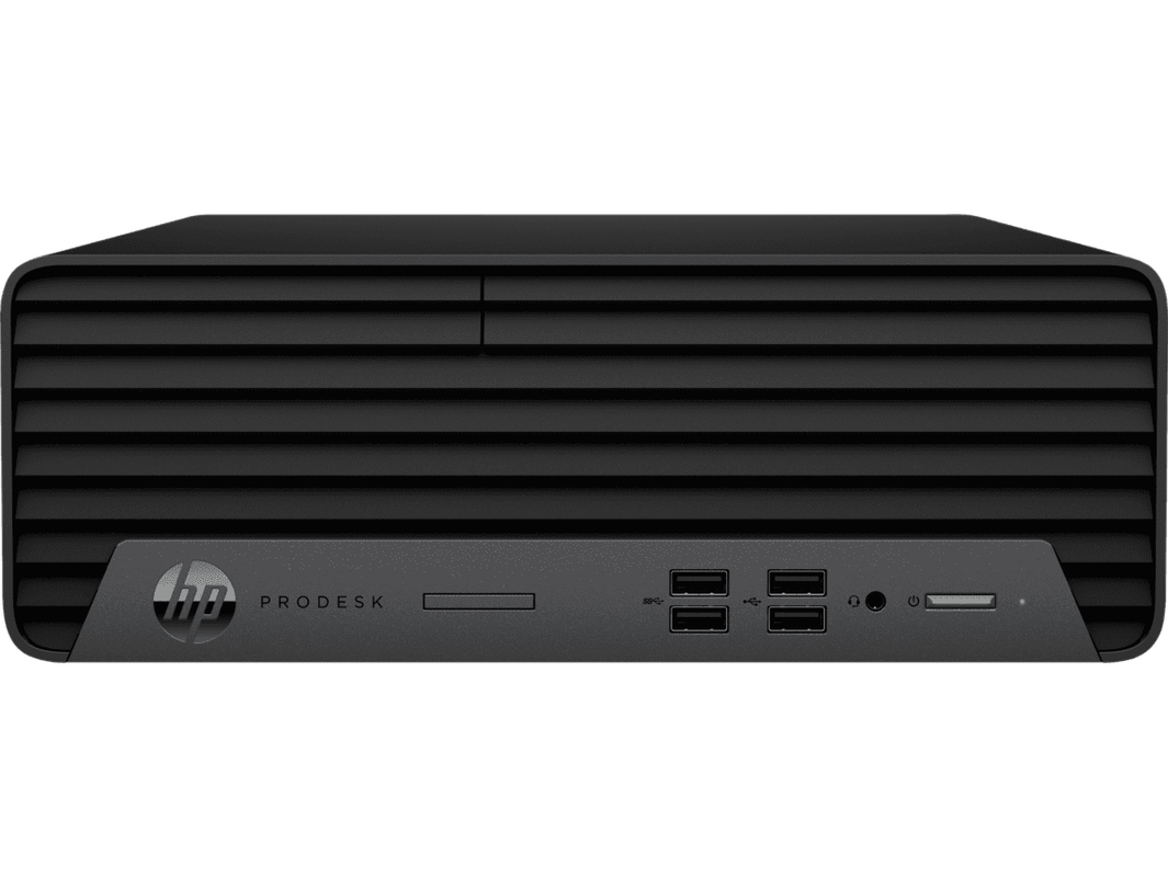Computadora HP ProDesk 400 G7 Mini, mostrando su diseño ultracompacto y profesional.