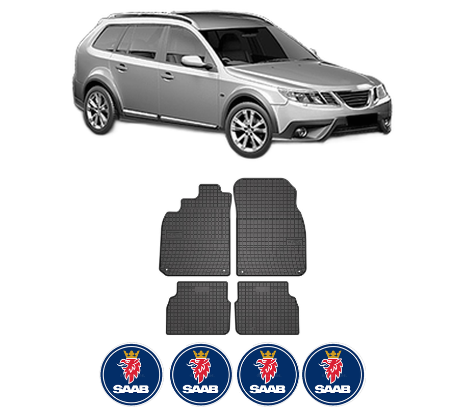 Set covorase presuri SAAB 9-3X (YS3) din 2009-2015, auto, din cauciuc thermoplastic, 4 Stickere auto cu SAAB