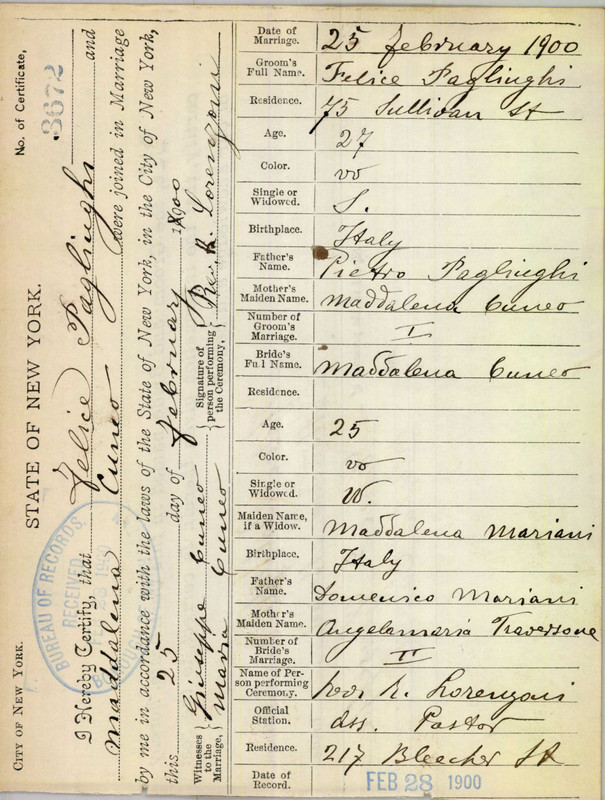 1900 Matrimonio