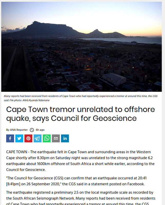 Get Earthquakes Cape Town South Africa 2020 Pictures
