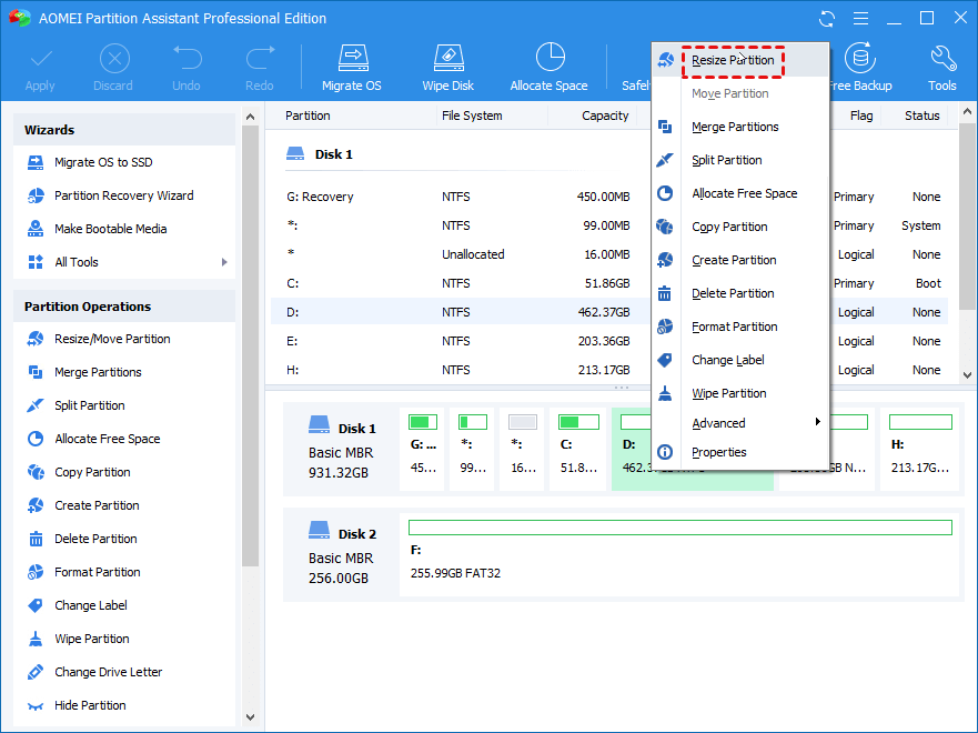 clone ssd to m.2 with aomei partition assistant pro