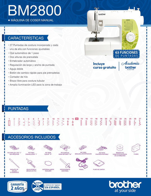 Máquina de Coser Brother BM2800 Mecánica