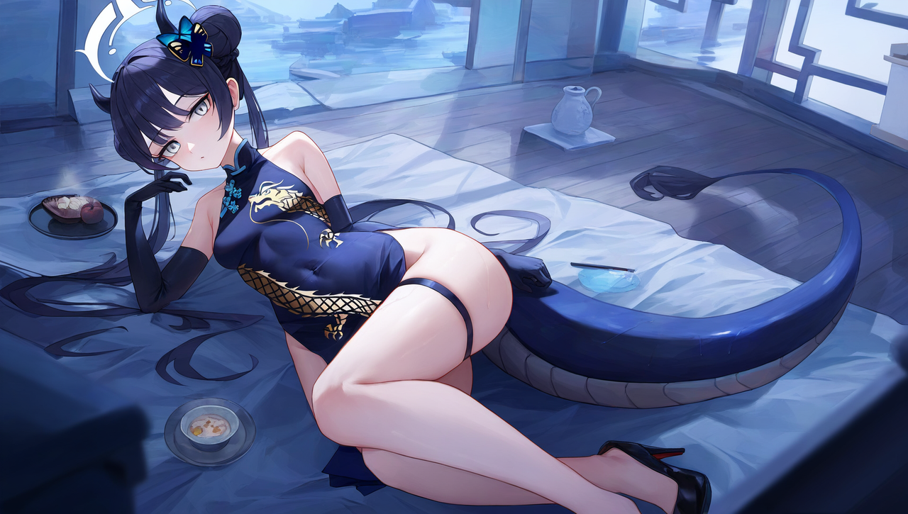 depth of field, 1girl, [kisaki (blue archive)], monster girl, {{{{dragon girl}}} s-997457