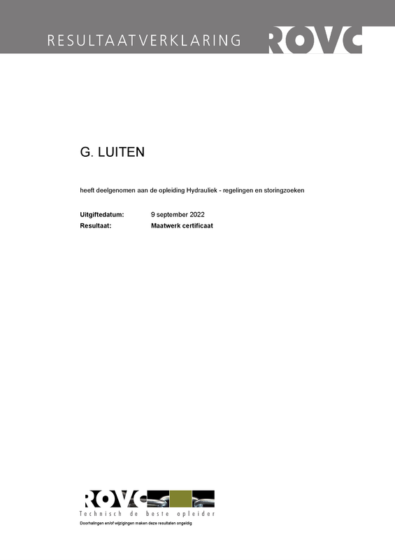 Hydrauliek regelingen en storingzoeken