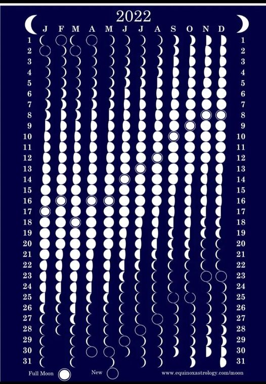 Fases lunares año 2022