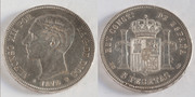 5 pesetas 1879. Alfonso XII. EM M LN-Macro