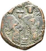 Follis de Constantino X Ducas y Eudocia. Cristo de frente. Constantinopla Smg-1274b