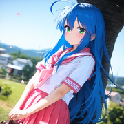 1girl, izumi konata, serafuku, pink skirt, depth of field, {{{{{hyper detail, in s-2676267205