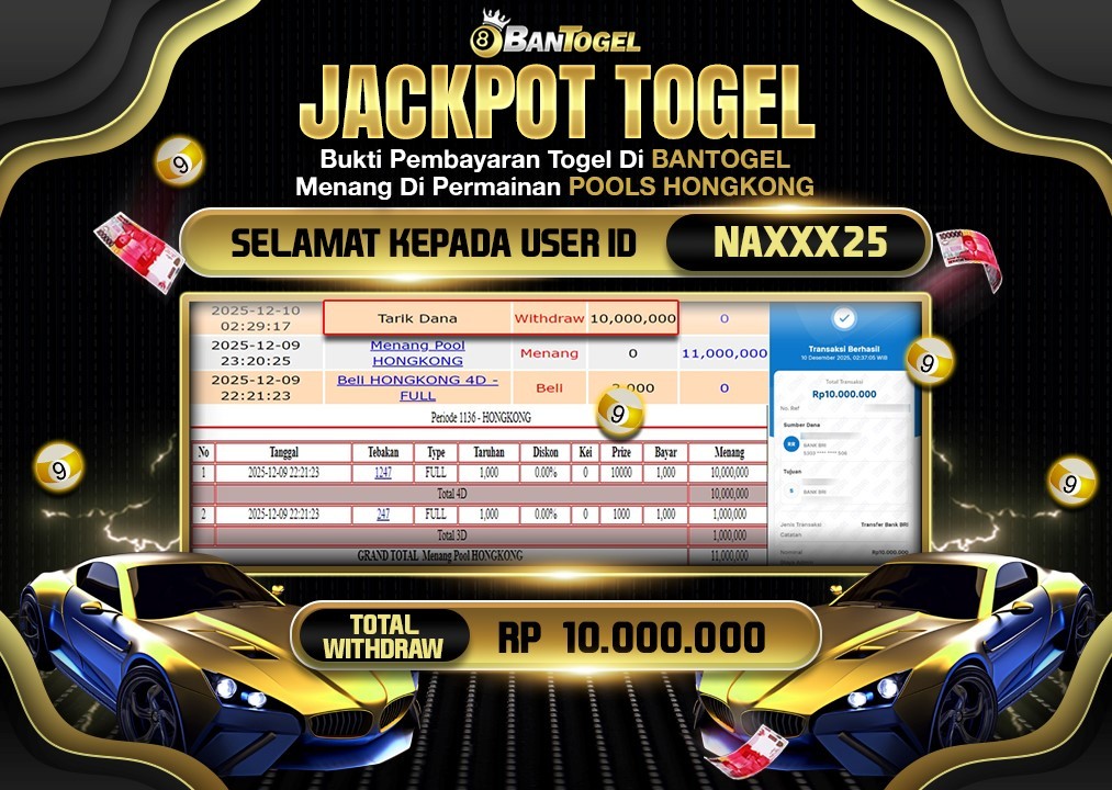 BUKTI JACKPOT LUNAS BANTOGEL