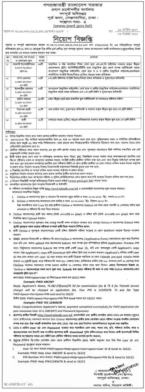 PWD Job Circular 2021