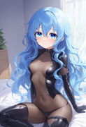 1girl, yoshino (date a live), small breasts, shiny skin, See-through, bodysuit,  s-542901450