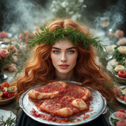 Garden wedding wom served Redhair head 0 09