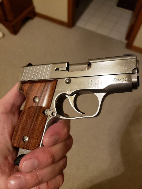WTS Kahr MK9 Elite 98 Pistol w/ Factory Wood Grips (DeMotte, IN)