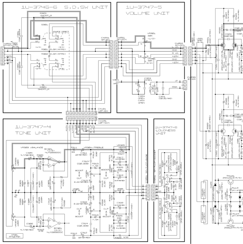 Denon PMA-700AE schematic detail source direct t
