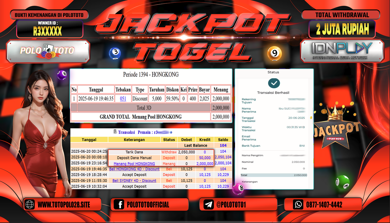 POLOTOTO JACKPOT TOGEL HONGKONG LOTTO Rp.2.050.000,-