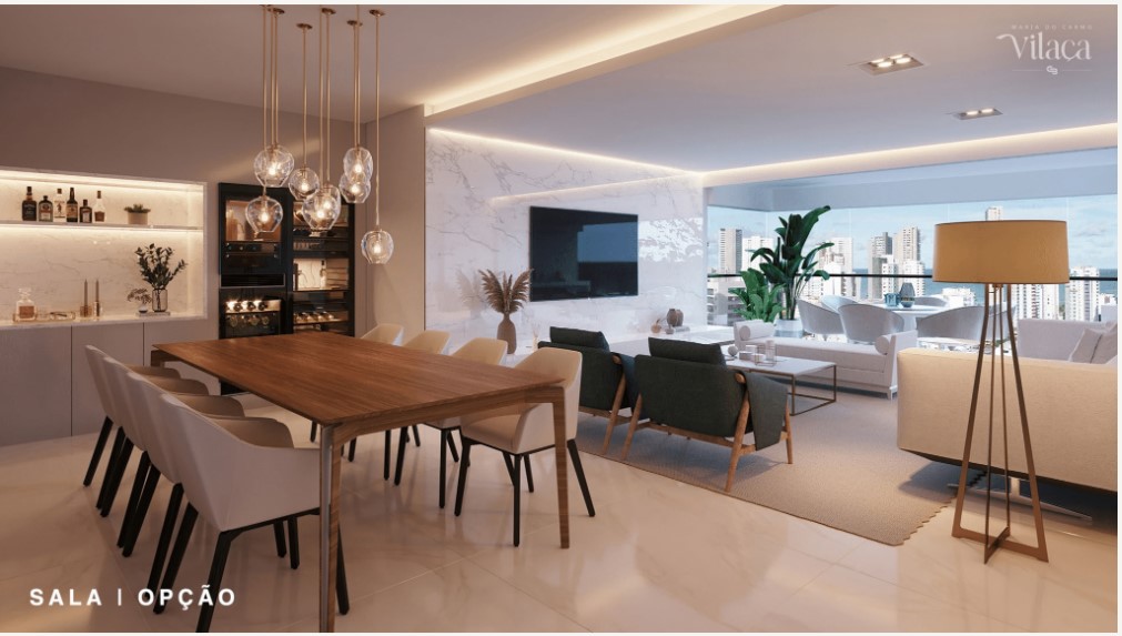 Sala com integração de ambientes do Maria do Carmo Vilaça