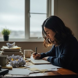 Writer developing a character arc involving chronic illness, emotional depth, and personal transformation