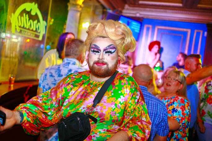 Performer queen at the party in amazing makeup