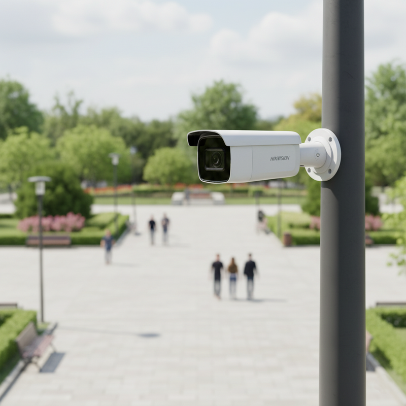 Interface de software mostrando o controle de zoom da câmera Hikvision