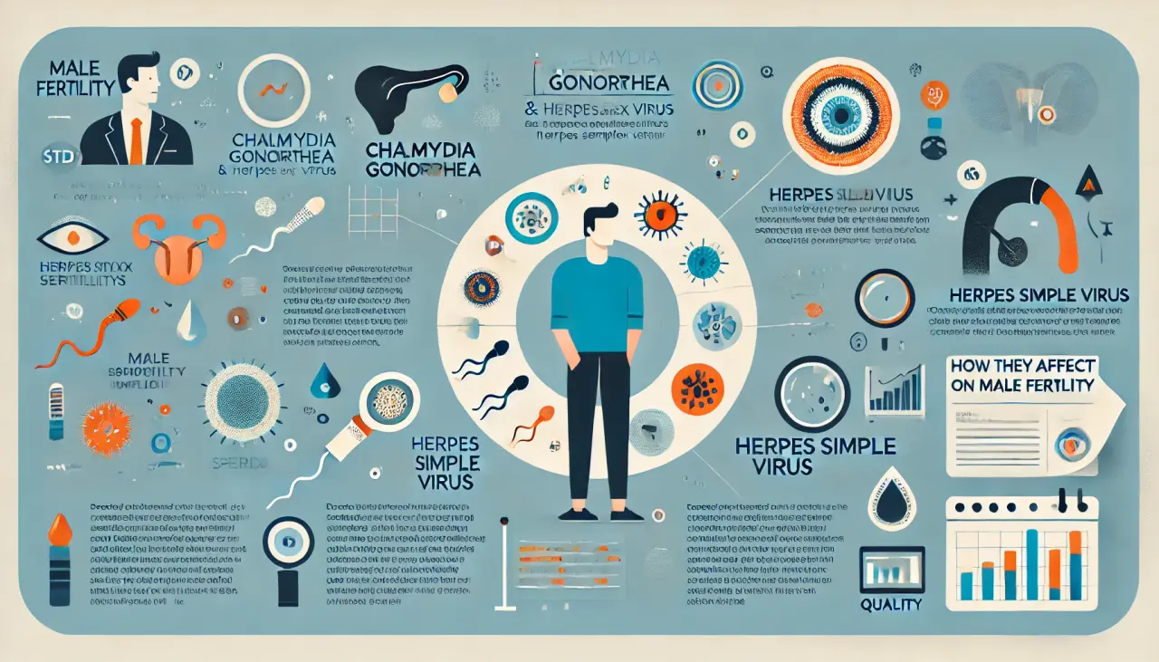 STDs that cause male infertility, including Chlamydia, Gonorrhea, and Herpes Simplex Virus.