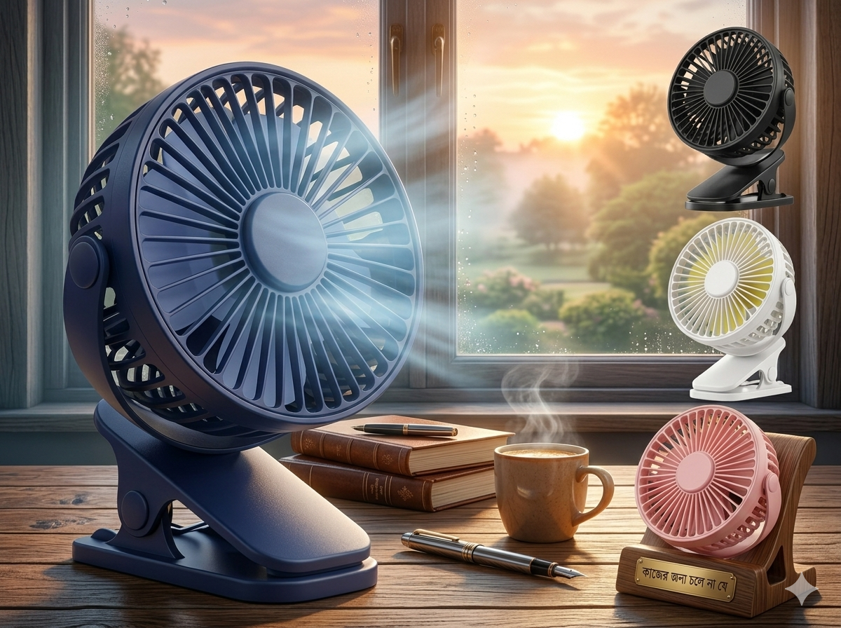 P8 Portable Mini USB Rechargeable 1200mAh Mini Clip Fan