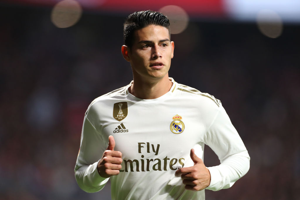 James playing for Real Madrid