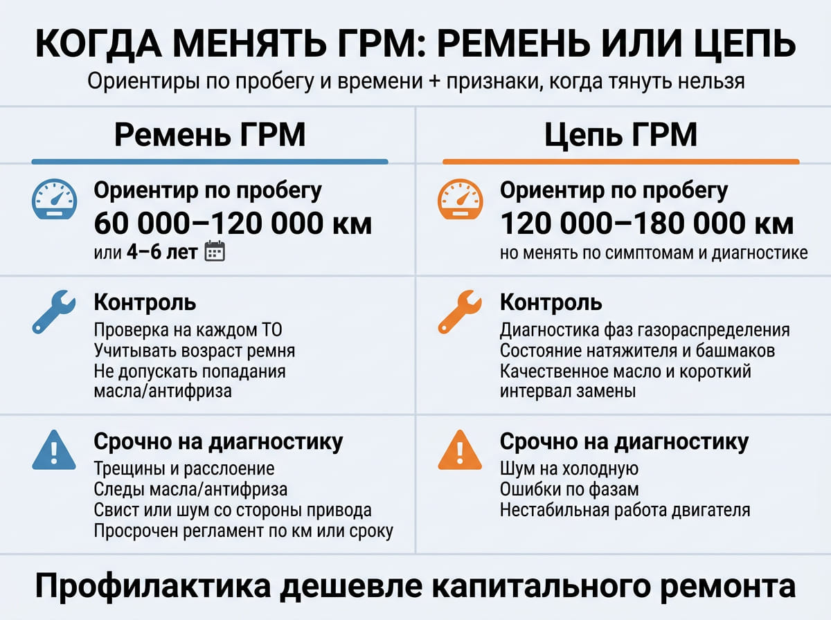 таблица сравнение цепи грм и ремня грм
