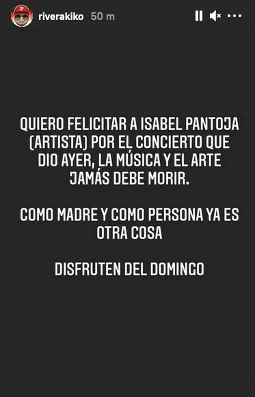 Felicitación de Kiko Rivera a Isabel Pantoja como artista y critica como madre