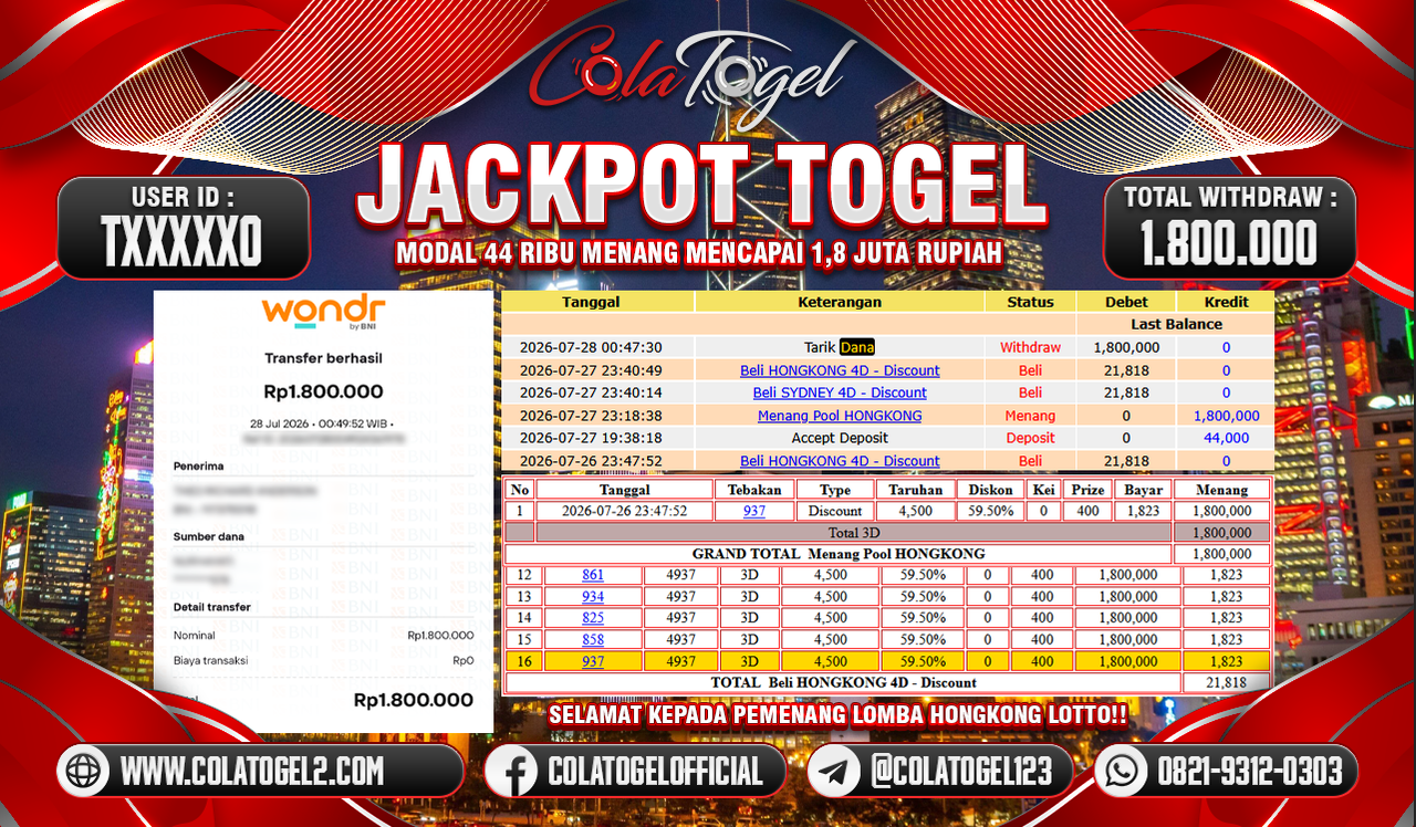 JACKPOT HONGKONG LOTTO!!