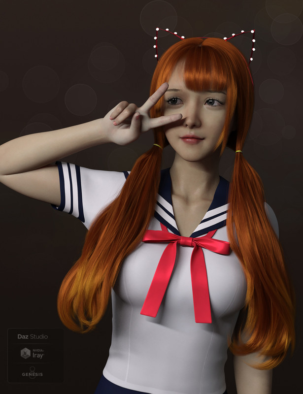 Qiqi Twintail Hair For Genesis 8 Female(s) Qiqi Twintail Hair For Genesis 8 Female(s)