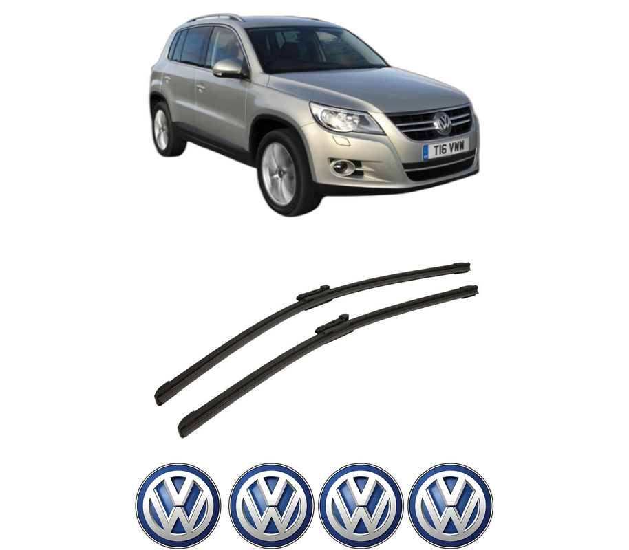 Set stergatoare auto Volkswagen TIGUAN VAN (5N_) din 2007-2018, pentru parbriz auto, 2 bucati, Bosch Aerotwin, din cauciuc siliconat rezistent, 4 Stickere Auto Volkswagen
