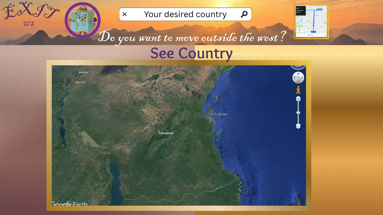 Exitus country explorer mockup