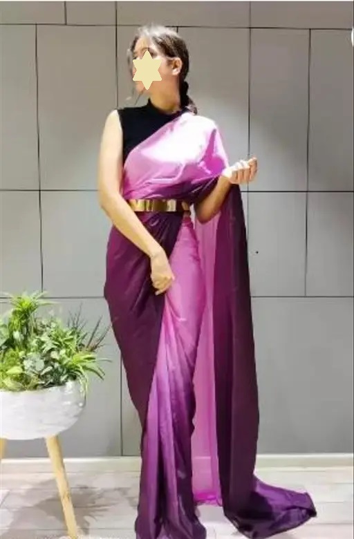 Two-Tone Georgette Purple2 Saree With Blouse (R102)