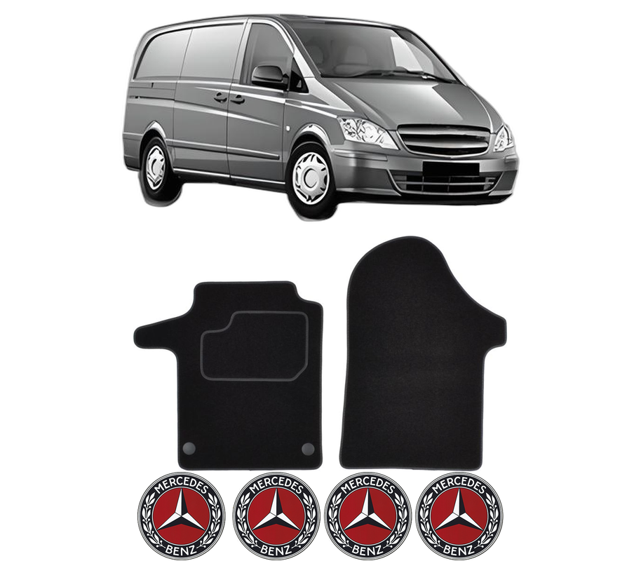 Set Covorase Presuri MERCEDES-BENZ VITO Van (W447) din 2014-2015, Auto, Material Textil Mocheta, 4 Stickere auto cu MERCEDES-BENZ
