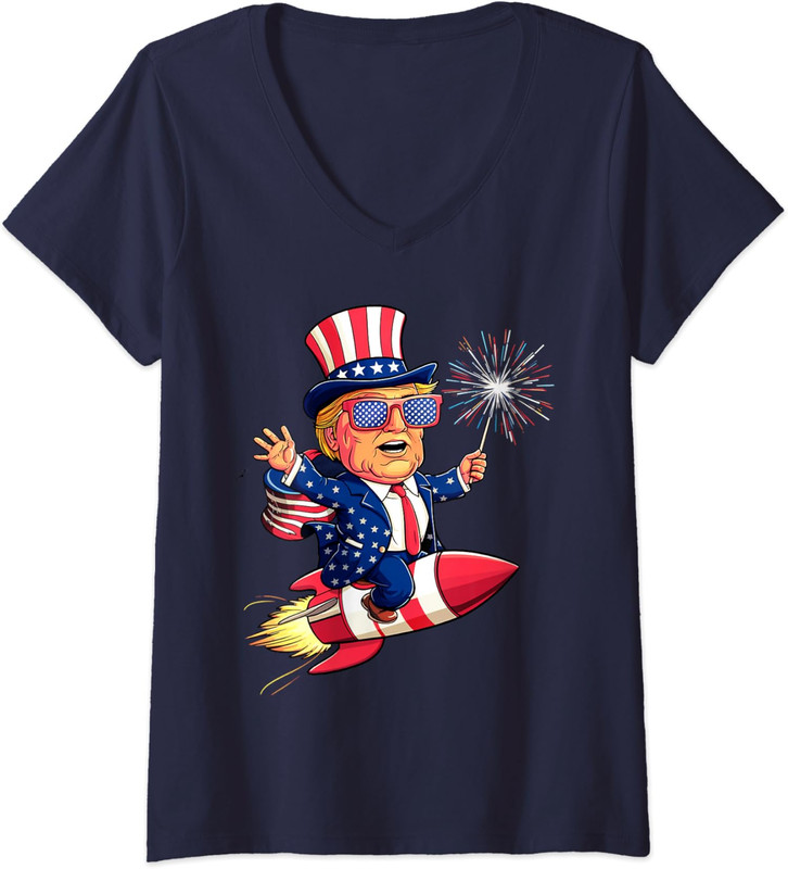 Pro Trump Funny Design Flying To The Elections Ladies' V-Neck Tshirt