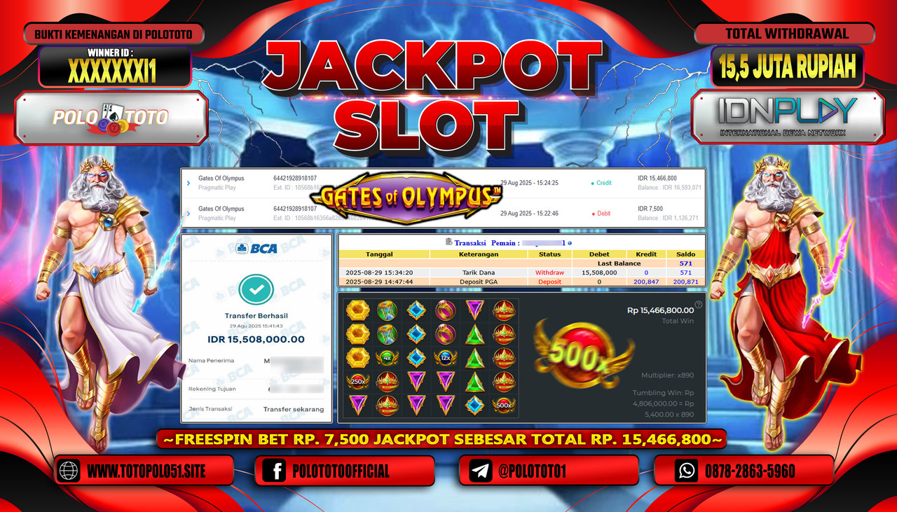 POLOTOTO JACKPOT SLOT GATES OF OLYMPUS Rp.2.000.000,-LUNAS