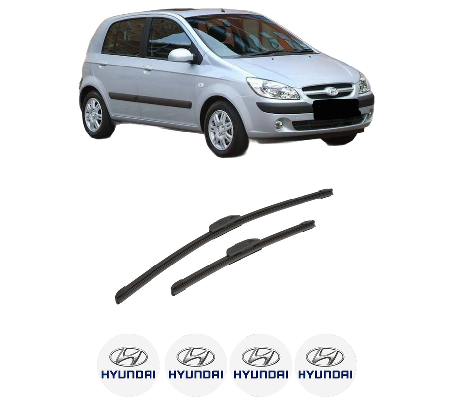 Set stergatoare auto HYUNDAI GETZ (TB) din 2002-2010, pentru parbriz auto, 2 bucati, Bosch Aerotwin Retrofit, din cauciuc siliconat rezistent, 4 Stickere Auto HYUNDAI